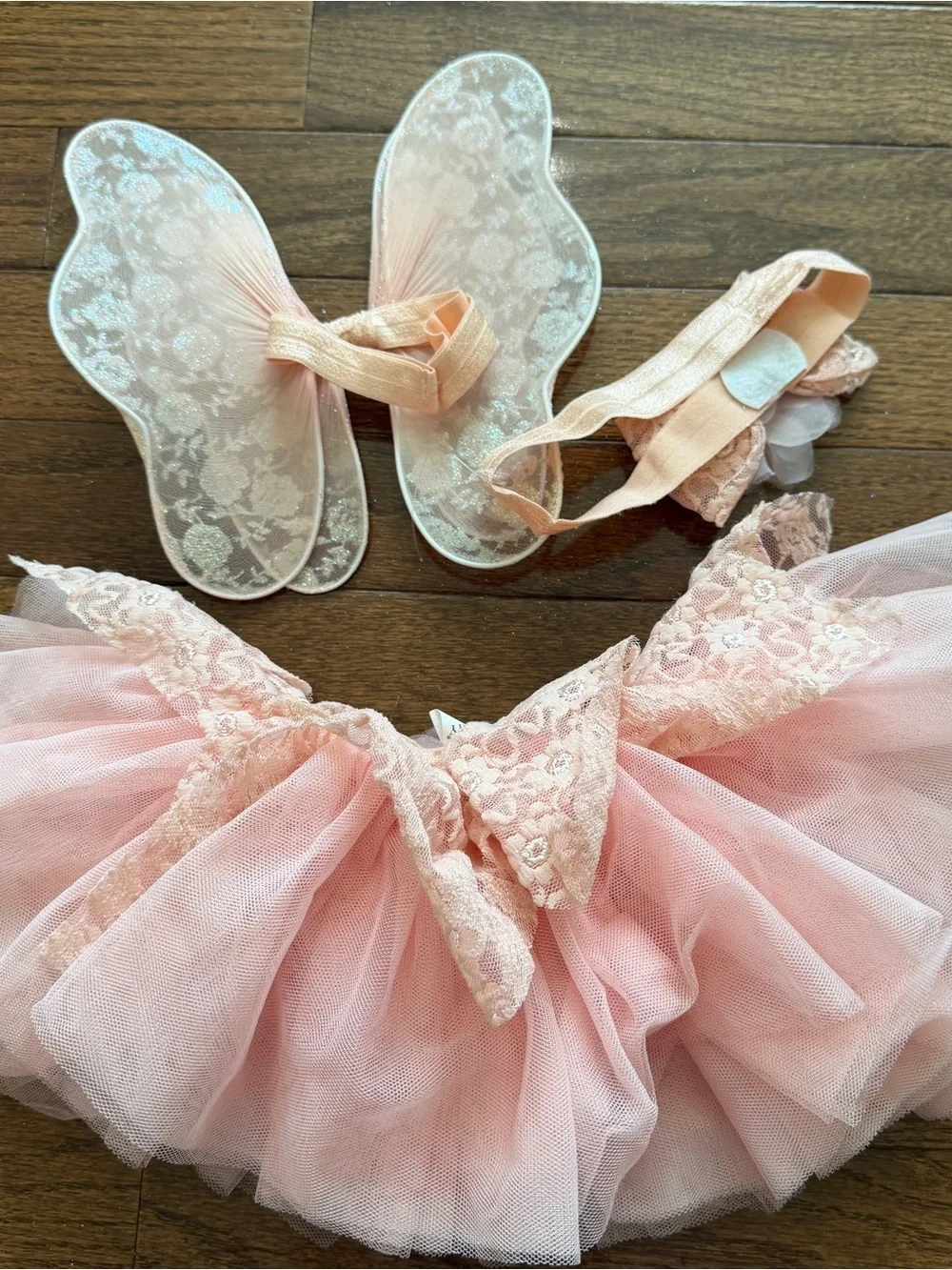 Elly and Emmy 3 Pice Pink Tulle Fairy Costume Set with Wings & Headband Sz 0-12M